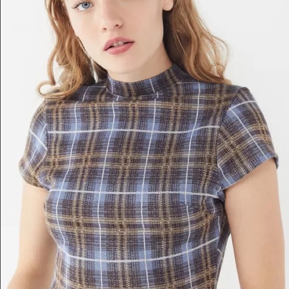 ▪️Urban Outfitters XS plaid open back mock neck top - Picture 3 of 8